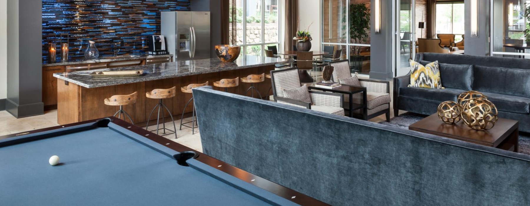 a pool table in a room
