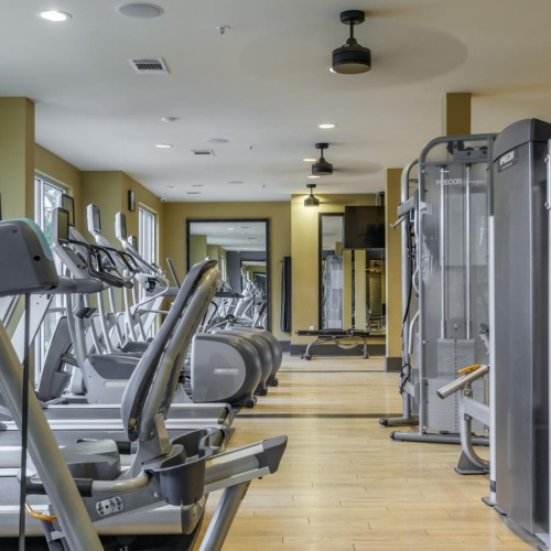 a gym with exercise equipment