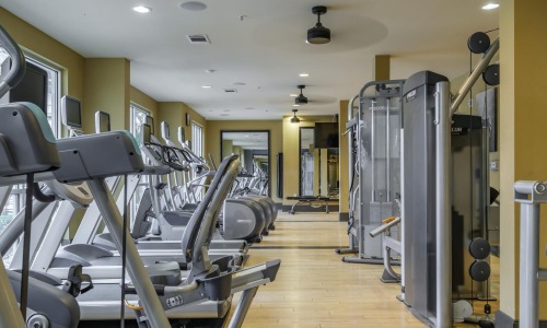 a gym with exercise equipment