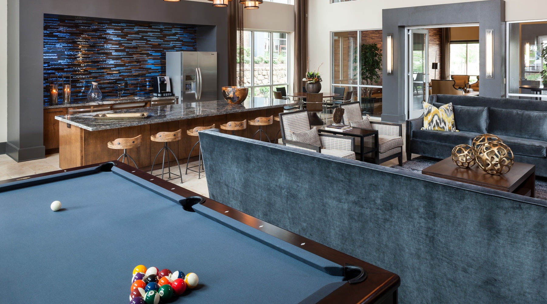 a pool table in a room